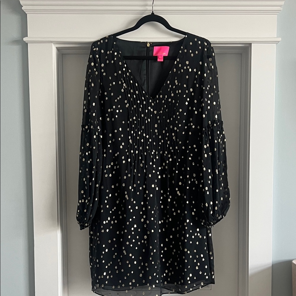 Lilly Pulitzer Black and Gold Mini Dress